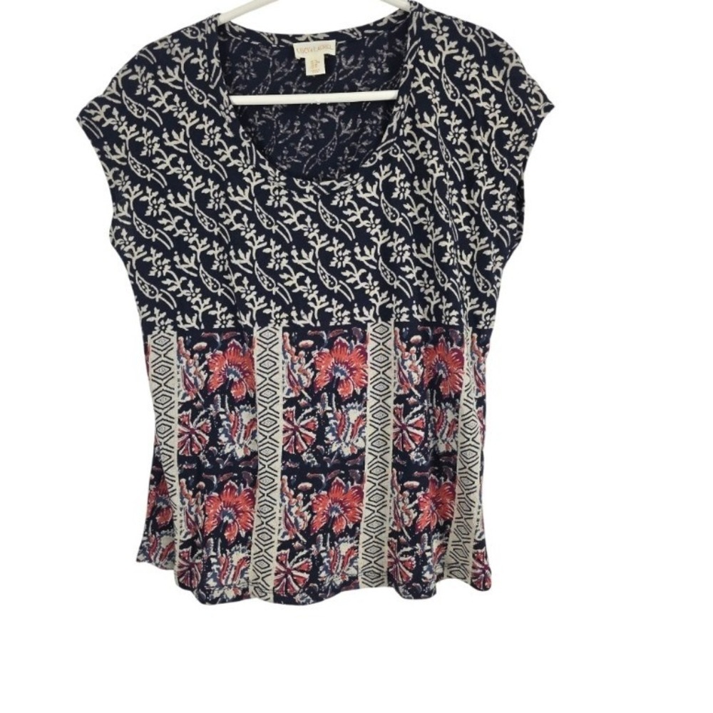 Lucy & Laurel‎ Linen Blend Cottage Core Top M Womens Cap Sleeve Coquette Beachy